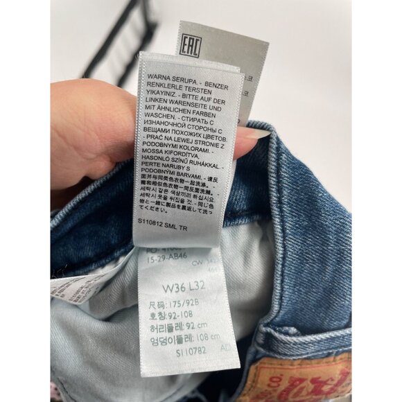 Levi's 514 Mens 36x32 Stretch Denim Straight Jeans Blue Everyday Normcore Casual - Picture 6 of 9